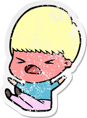 distressed sticker of a cartoon stressed man