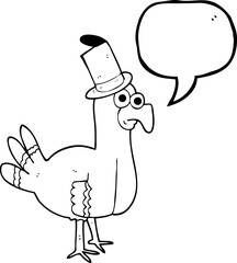 speech bubble cartoon bird wearing top hat