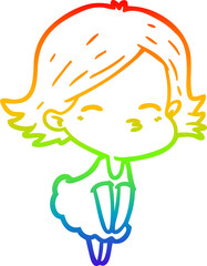 rainbow gradient line drawing cartoon woman