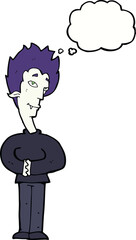 cartoon vampire with thought bubble
