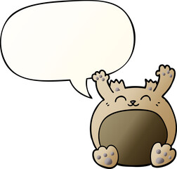 cartoon bear and speech bubble in smooth gradient style