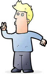 cartoon man giving peace sign