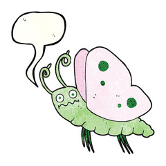 speech bubble textured cartoon funny butterfly