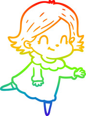 rainbow gradient line drawing cartoon friendly girl