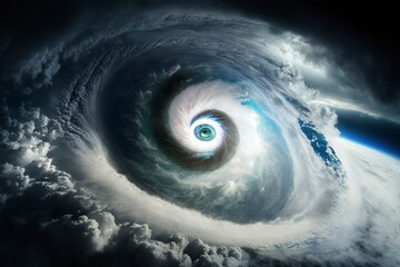 illustration, of the typhoon over the planet earth, generative ai