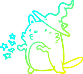 cold gradient line drawing magical amazing cat wizard