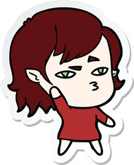 sticker of a cartoon vampire girl