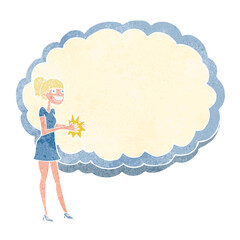 woman with text space cloud