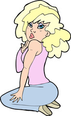 cartoon woman posing