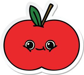 sticker of a cute cartoon red apple