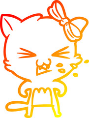 warm gradient line drawing cartoon cat