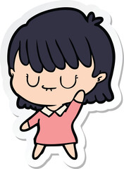 sticker of a cartoon woman