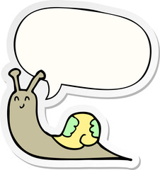 cute cartoon snail and speech bubble sticker