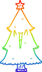 rainbow gradient line drawing christmas tree