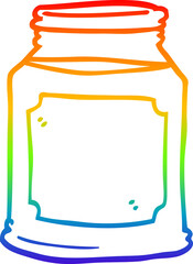 rainbow gradient line drawing cartoon liquid in a jar