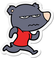 distressed sticker of a cartoon bear