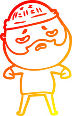 warm gradient line drawing cartoon worried man with beard