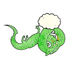 cartoon chinese dragon with thought bubble