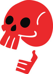 quirky hand drawn cartoon skull