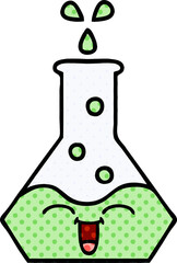 comic book style cartoon science beaker