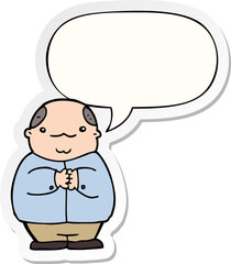 cartoon balding man and speech bubble sticker