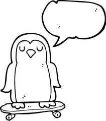speech bubble cartoon bird on skateboard