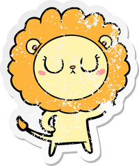 distressed sticker of a cartoon lion