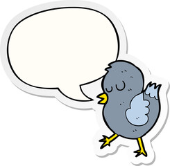 cartoon bird and speech bubble sticker