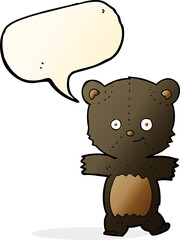 cute cartoon black bear with speech bubble