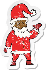 retro distressed sticker of a cartoon santa claus