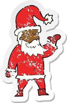 retro distressed sticker of a cartoon santa claus