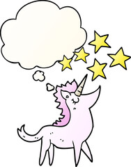 cartoon unicorn and thought bubble in smooth gradient style