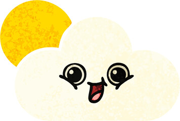 retro illustration style cartoon cloud and sunshine