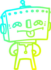 cold gradient line drawing cartoon robot