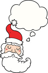 cartoon santa face and thought bubble