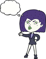 cartoon vampire girl with thought bubble