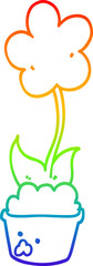 rainbow gradient line drawing cute cartoon flower