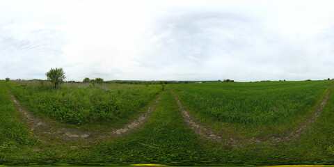 Rural area green grass HDRI Panorama
