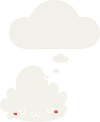 cute cartoon cloud and thought bubble in retro style