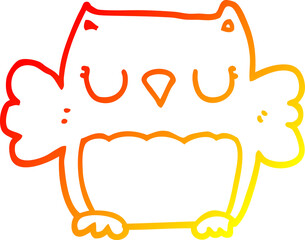 warm gradient line drawing cute cartoon owl