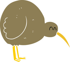 flat color illustration of a cartoon kiwi bird