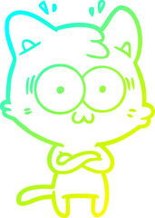 cold gradient line drawing cartoon surprised cat