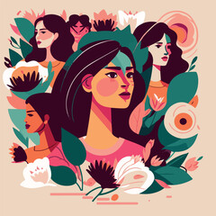 Women's day greeting card vector illustration design