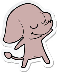 sticker of a cartoon smiling elephant