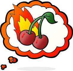 thought bubble cartoon flaming cherries