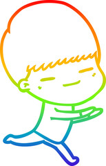 Obraz premium rainbow gradient line drawing cartoon smug boy