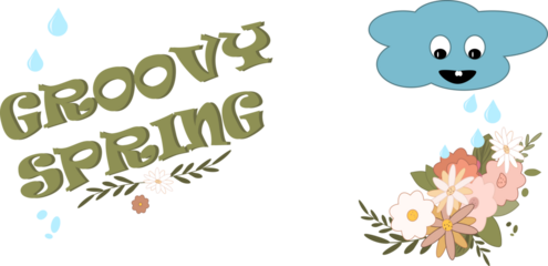 Groovy spring background. Vector illustration in a trendy retro style. The aesthetics of the hippies of the 70s. Nice abstract design.