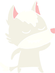 friendly flat color style cartoon wolf