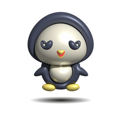 Cute Character happy jumping Penguin. 3d illustration.