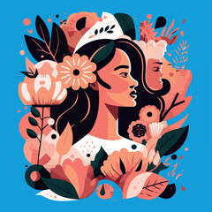 Women's day greeting card vector illustration design